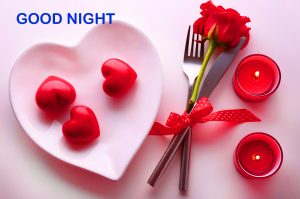 Romantic Good Night Images Pics With Red Rose