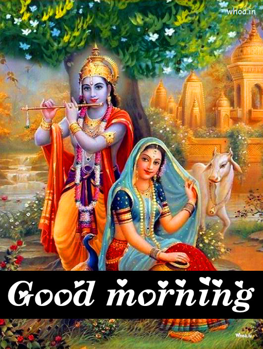 Hindu God Good Morning Wishes Images With Radha Krishan